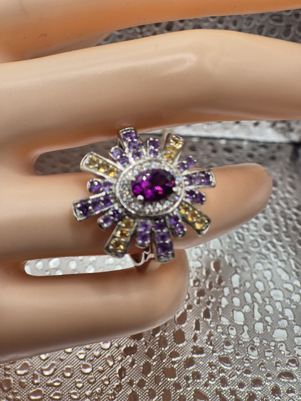D'Joy AAA Radiant Ember Garnet With Multi Gemstones Radiant Starburst